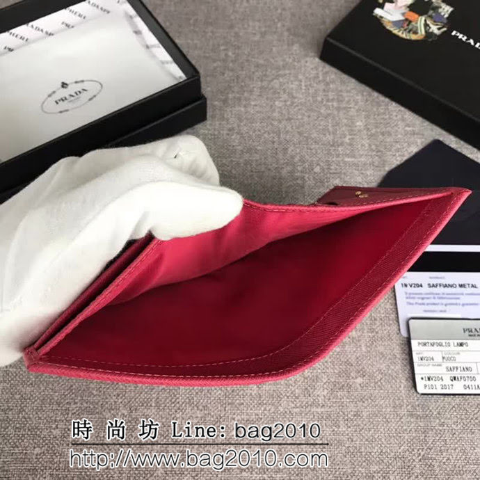 PRADA普拉達 經典爆款 頂級原單十字紋牛皮 女士短皮夾 1MV204 DD1407